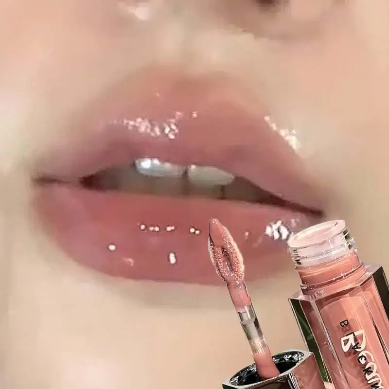 Lodowy przezroczysty brązowy błyszczyk nawilżający błyszczący szminka w płynie Nude światło wodne szklane lustro błyszczyk do ust długotrwały makijaż — image 2