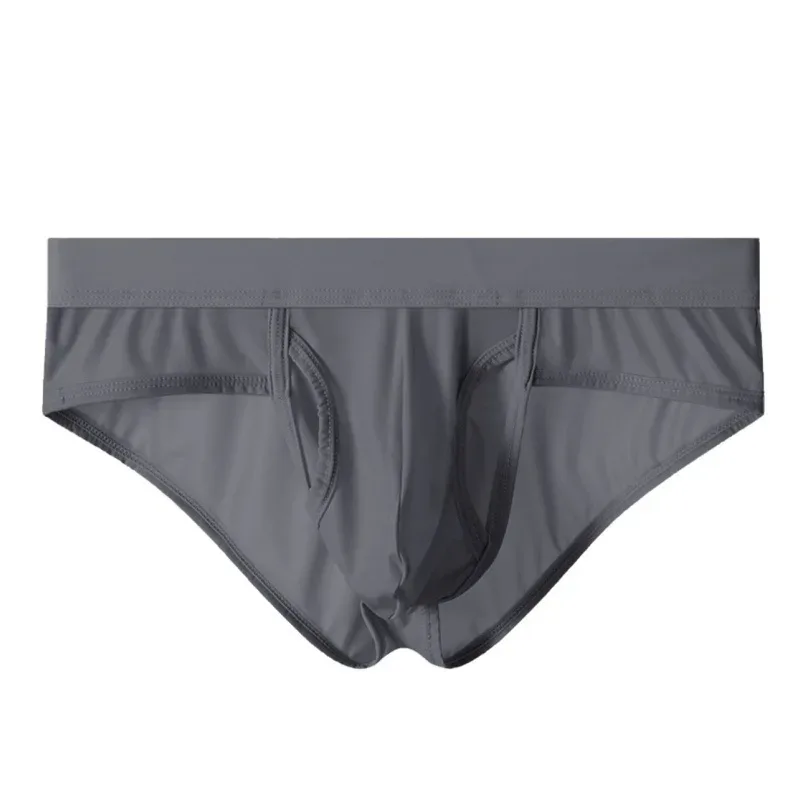 Open Front Fly Pouch Underwaer Men Scrotal Support Sports Briefs Ice Silk Breathable Underpant Bullet Hiwalay Malusog na Panty — image 2