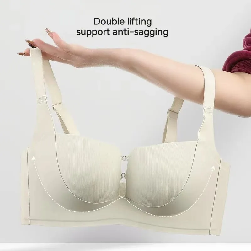 Sexy Half-cup Push Up Lingerie For Women Cross-over Design Seamless And Invisible Thin Top Bottom Thick Cup Bra