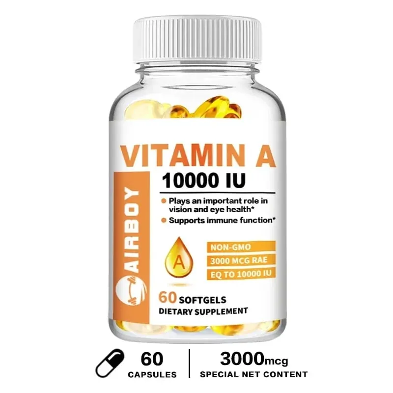 Vitamina A 10000 UI - Apoia a visão saudável e a saúde da pele do sistema imunológico - Suplementos sem glúten não transgênicos — image 8