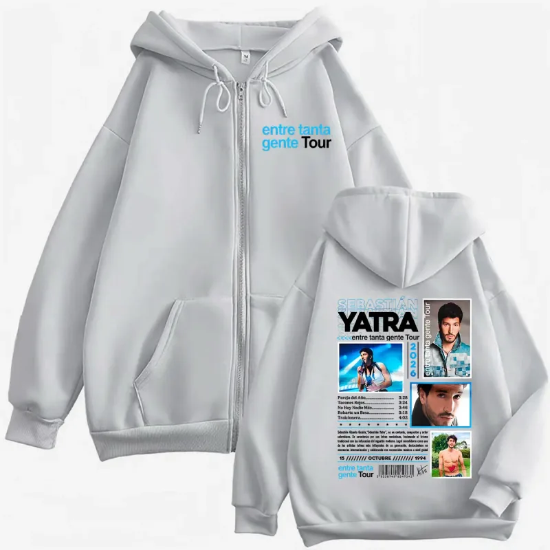 Sebastian Yatra Entre Tanta Gente Tour 2026 Zipper Moletons Roupas Masculinas Com Capuz Moda Hip Hop Zip Up Hoodies Casacos Jaqueta — image 6