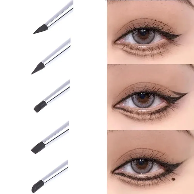 【Black Silicone Eyeliner Brush Multi-purpose Eyebrow Lipstick Brushes Easy To Use Nail Painting Pen Eyes Shaping Makeup】 — image 4