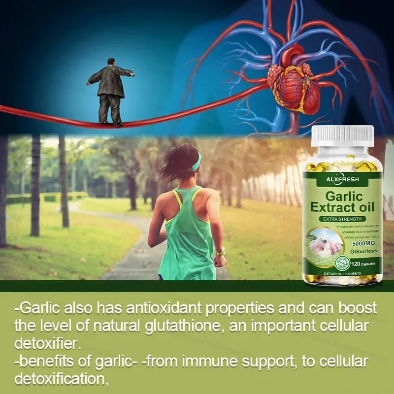 Garlic Oil Capsules Supplement for Balance Cholesterol Levels Support Heart and Cardiovascular Health Organic Non-GMO