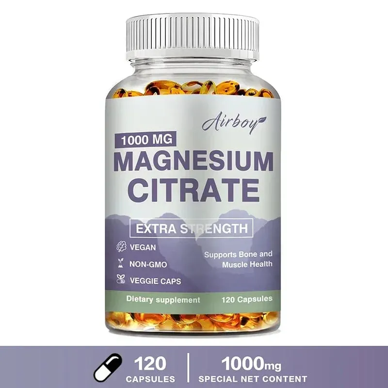 Citrato de Magnésio - Suplemento para Relaxamento do Estresse Osso Sono Coração Saúde Nervo Músculo e Metabolismo
