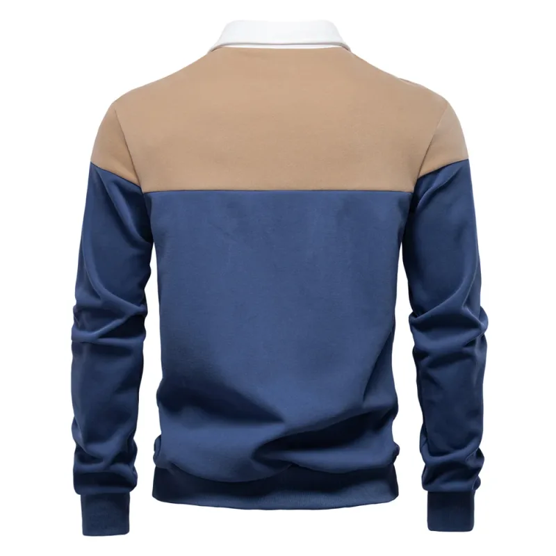 Nova primavera masculina com capuz de mistura de algodão em bloco colorido para negócios estilo casual moletom de manga comprida — image 11