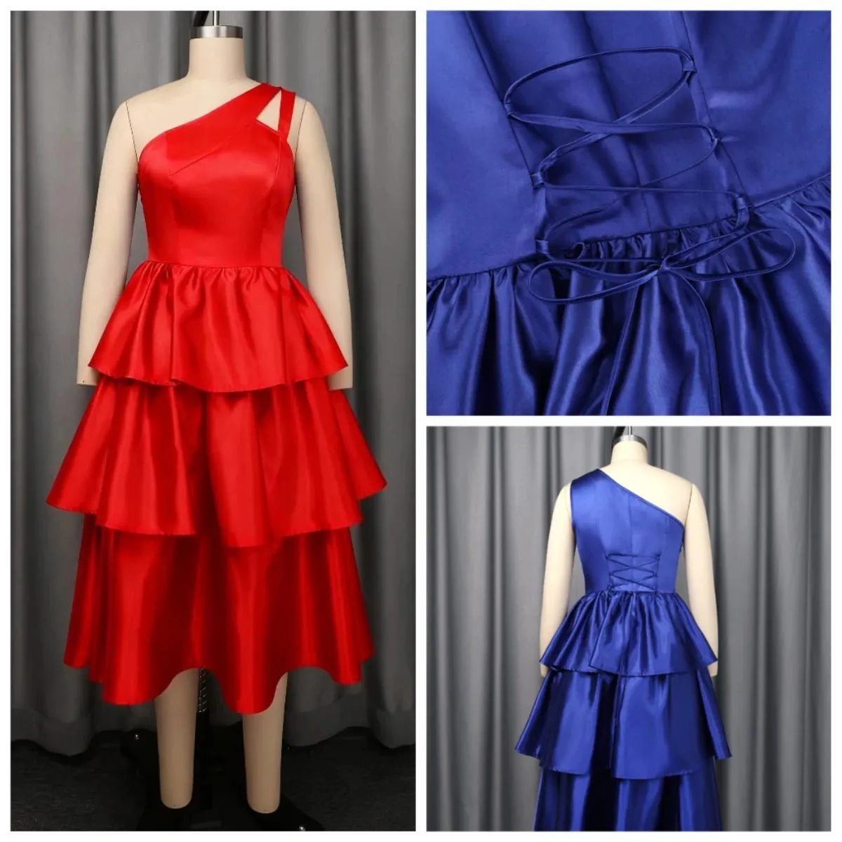 Mulheres elegantes brilhantes um ombro plissado em camadas vestidos de festa de natal data para fora aniversário casamento convidado evento ocasião vestidos novo — image 5