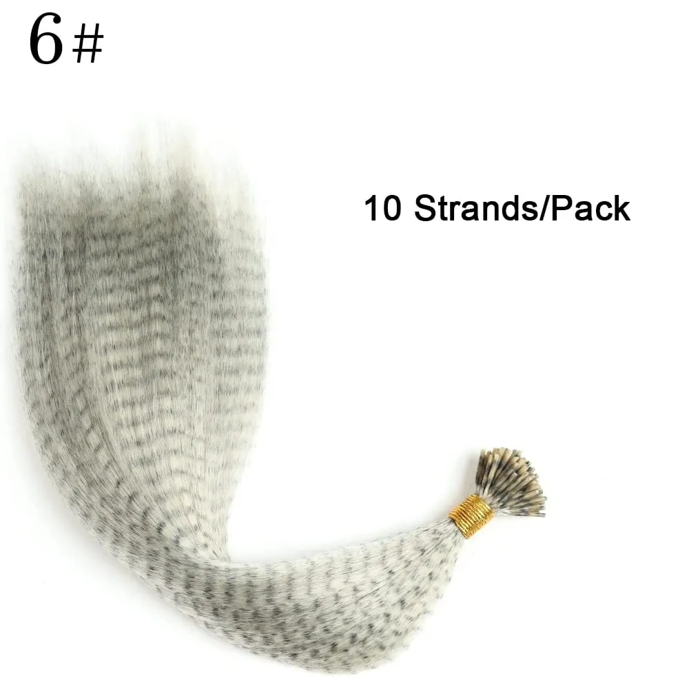 Synthetic Colored I-Tip Faux Feather Hair Extensions 16" 10 Strands/Pack Women's Heat Resistant Fiber Wig Accessories — image 12