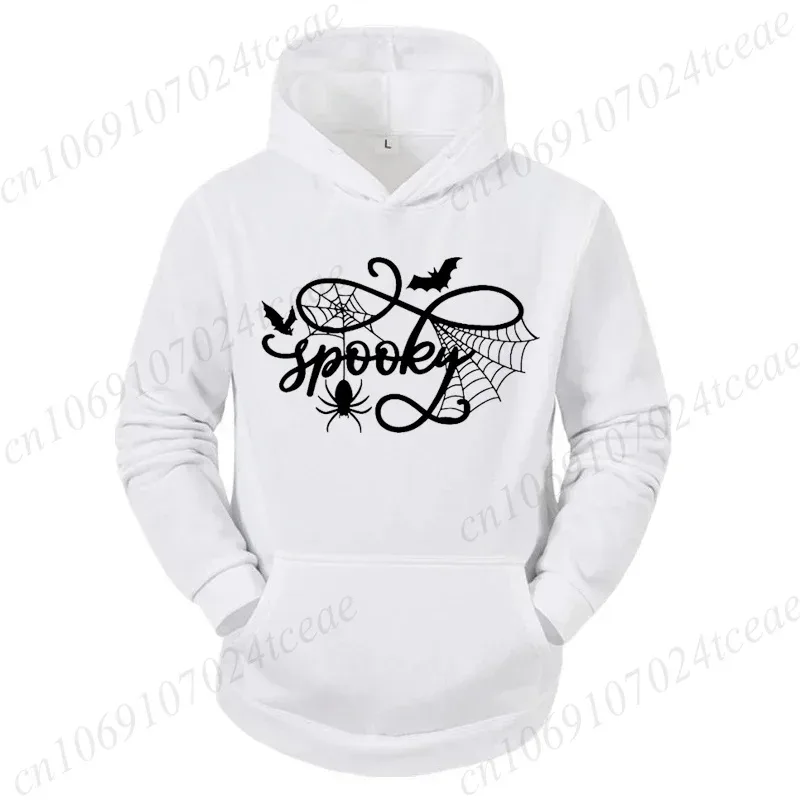 Halloween Shirt Spooky Season Spider Web Graphic Top Autumn Winter Hoodies Sweatshirts Long Sleeve Tracksuits Fleece Hoody Gift
