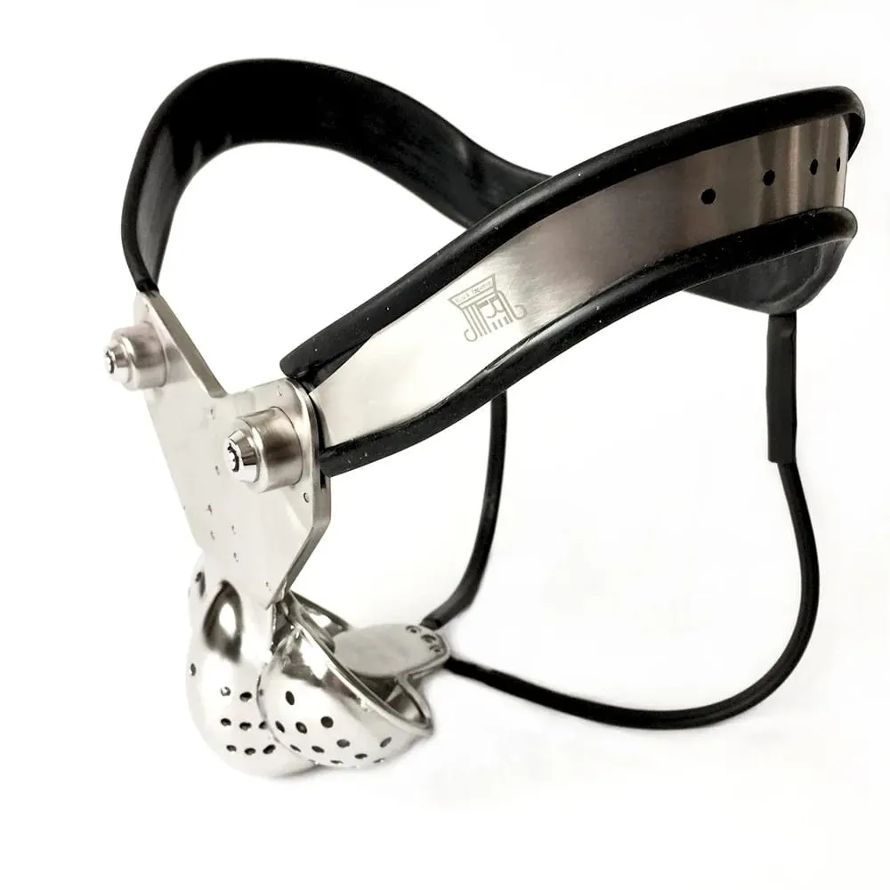 Male Stainless Steel Chastity Belt Cock Cage EMCC Lock Adjustable Metal Chastity Belt BDSM Pang-adultong Produkto Sex Toy para sa Mga Lalaki — image 3