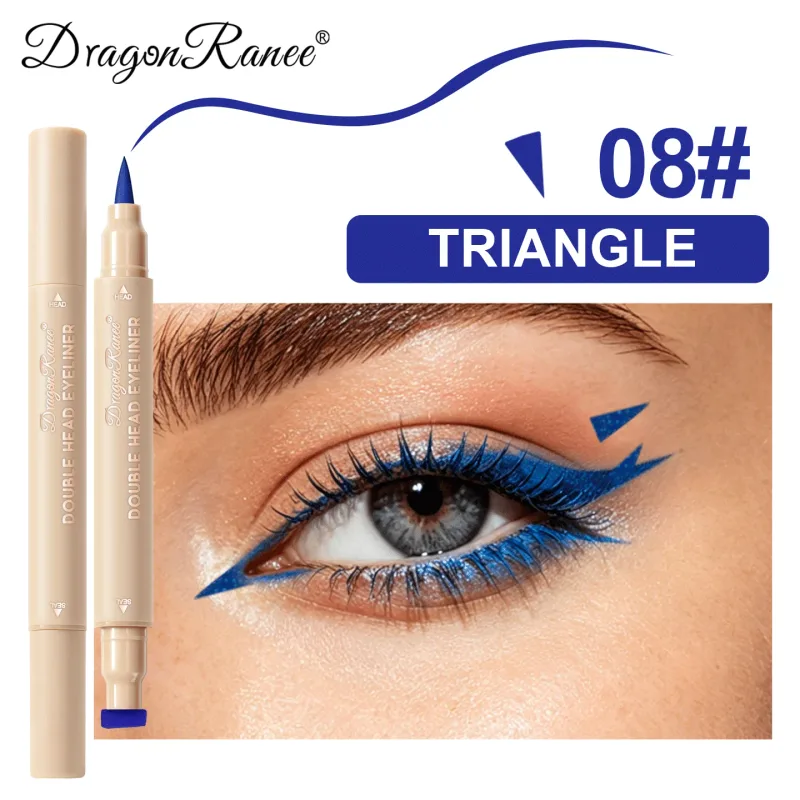 Double-ended Love Star Butterfly Liquid Eyeliner Waterproof Smudge-Proof Quick Drying 2 in 1 Colorful Stamp Eye Line Pen Makeup