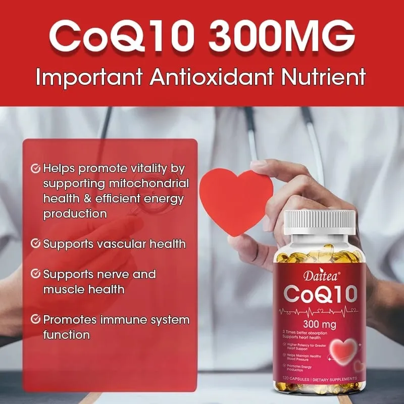 Coenzyme Q10 - 300 Mg Supports Energy Cognitive Ability and Heart Brain and Cell Health Antioxidant Improves Sleep Quality — image 3