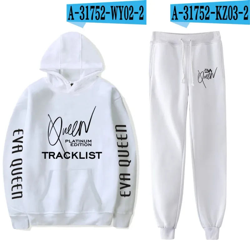 Hip Hop Bekväm Eva Queen Print Sweatshirt Träningsbyxor Kostym Huvtröjor+ Byxor Kostym Pojkar/Flickor 2-delat set Kläder — image 30