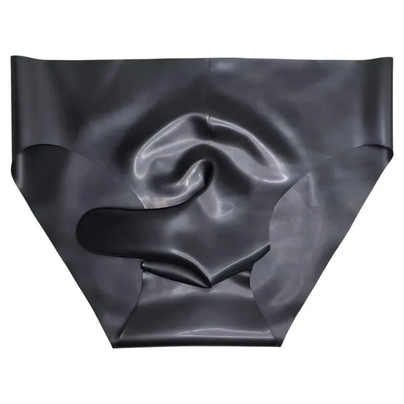 Men's Sexy Latex Erotic Underpants Seamless Rubber Sheath Sissy Briefs See-Through Couple Low Waist Panties Tight Safety Panties — image 14