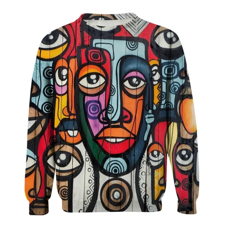 Mga Graphic na Sweatshirt ng Kalalakihan Para sa Mga Lalaki Graffiti Pullover Long Sleeve Sweatshirt Crew Neck Fashion Pang-araw-araw na Kaswal na Bakasyon sa Bakasyon Bago — image 9