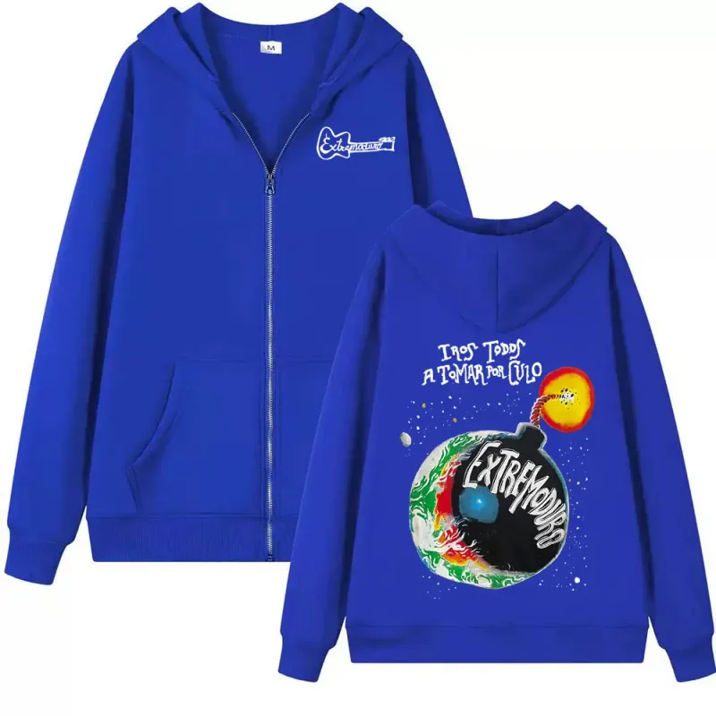 Rock band extremoduro tour 2026 zip up hoodies moda masculina gótico velo sweatshirts casacos de grandes dimensões com capuz com zíper streetwear — image 5