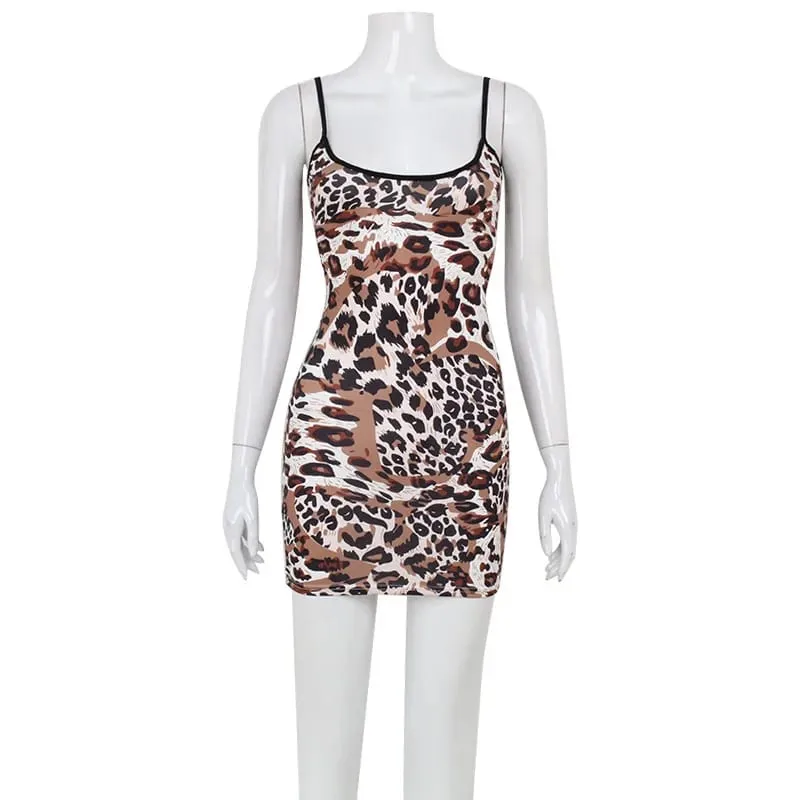 Moda sexy verão leopardo impresso vestidos femininos sem costas streetwear regular casual camisola sem alças magro vestidos robes — image 6