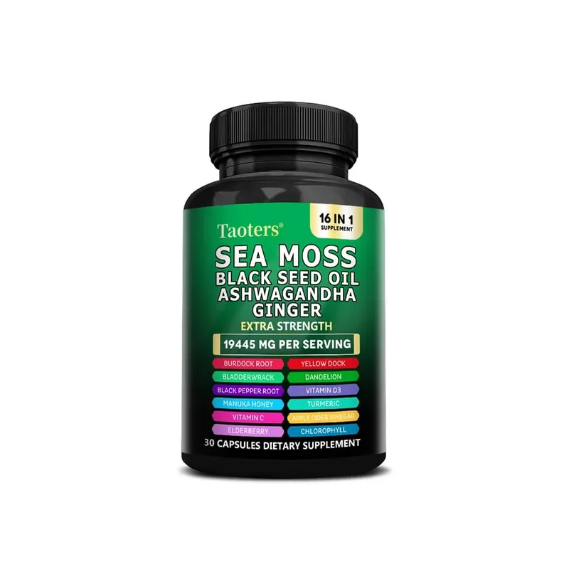 Dietary Supplement with Sea Moss Black Seed Oil Ashwagandha & Ginger - Helps Skin Health Immune Support Improve Sleep & Mood — image 8