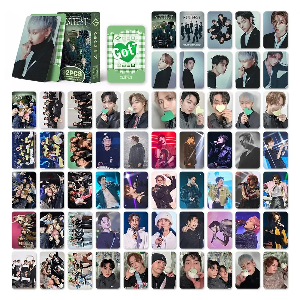 92pcs/set GOT7 NESTFEST Holographic lomo Cards Stickers Star Photocards Photo Lomo Cards Fans Collection Printed Cards