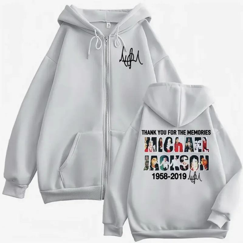 Michael Jackson Thank You for The Memories Zipper Hoodies Men Women Harajuku Fashion Sweatshirt Coats Oversized Zip Up Pullovers — image 6