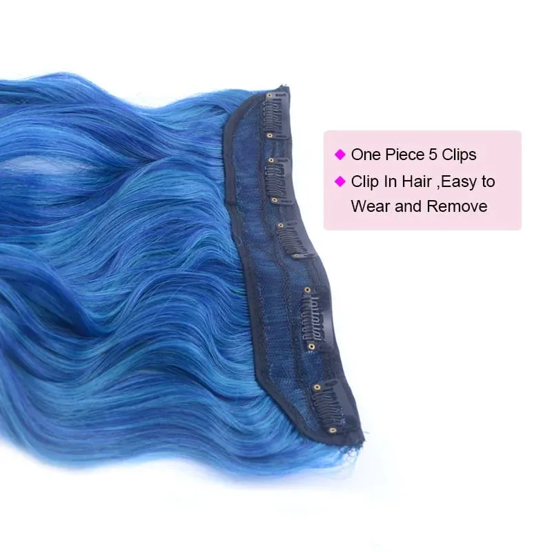 Jeedou uma peça 5 clipes ondulado ombre clipe em extensões de cabelo longo onda de água cabelo encaracolado sintético pedaço arco-íris colorido cabelo — image 3