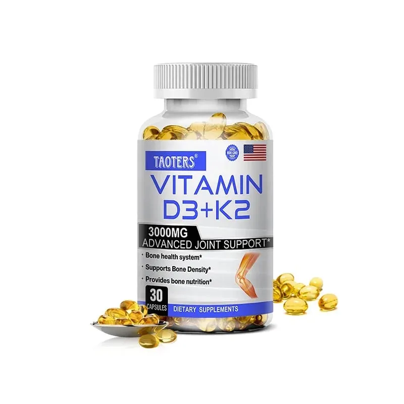 Vitamin D3 K2 Capsule Promotes Strong Bones Calcium Absorption for Teeth Heart Cardiovascular Health