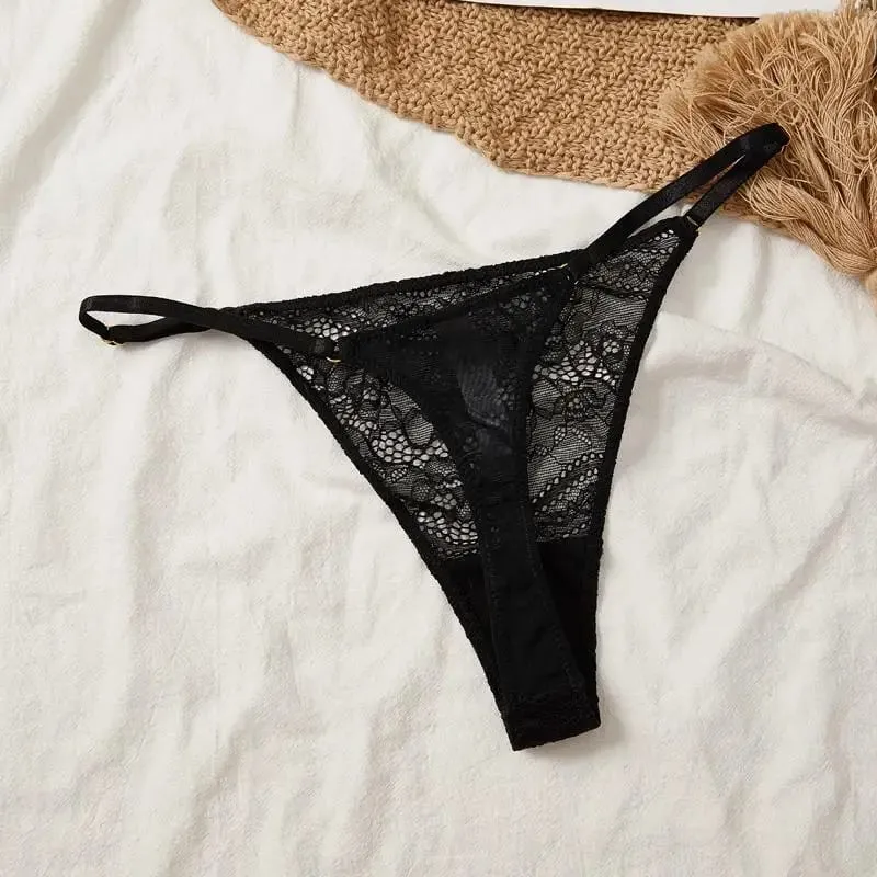 Sexy Lace 1/2 Cup Bra Set for Women Ultra-thin Lingerie French Black Brassiere and Thongs Sets Underwire Underwear — image 3