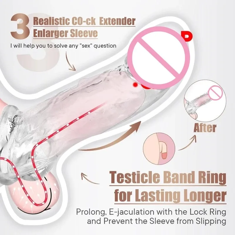 Penis Sleeve Extender Adult Sex Toy Cock Sleeve 3 Sukat Pennis Extender Penis Extension Time Sex Toy Pleasure Tools Mga Mag-asawa — image 2