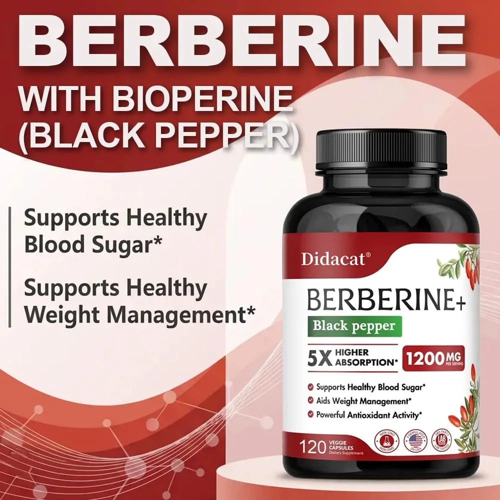 1200 MG Premium Berberine Supplement Kapsler understøtter immunsystemet Kardiovaskulært hjerte og mave-tarm velvære — image 2