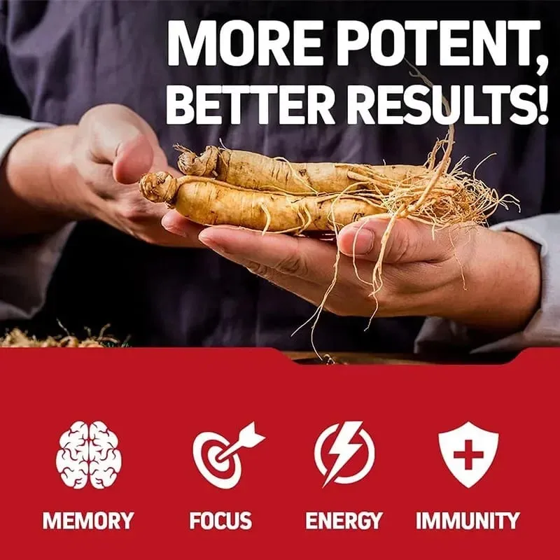 Korean Red Panax Ginseng Capsules - Sinusuportahan ang Pangkalahatang Kalusugan at Pagganap Nagpapabuti ng Mental Focus at Vitality at Nagpapalakas ng Enerhiya — image 6