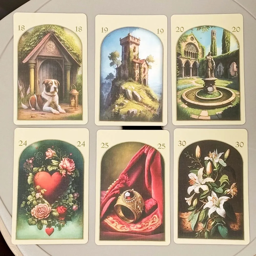 Printed on 350GSM Double-embossed Cardstock Medieval Lenormand Oracle Deck 9*6cm 36 Pcs Cards — image 1
