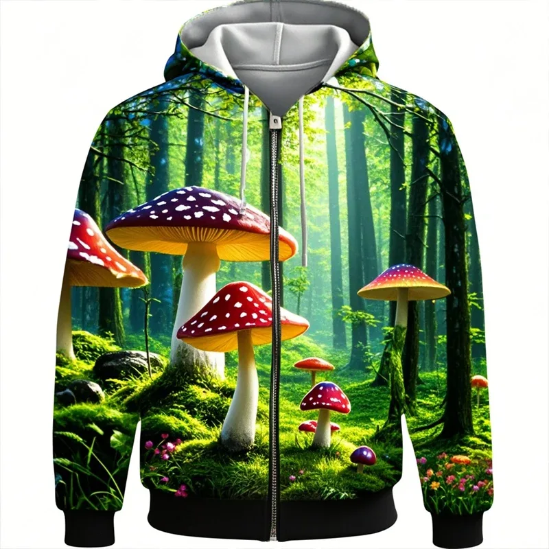 Cogumelo 3D Impressão Zipper Hoodie Homens Mulheres Casual Moda Moletom Com Capuz Masculino Oversized Agasalho Hoodies Homem Casaco Roupas — image 21