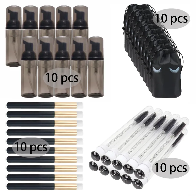 20/40Pcs 60ml 플라스틱 리필 가능 누출 방지 빈 폼 펌프 병 래쉬 샴푸 키트 여행 비누 디스펜서 페이스 워시 메이크업 도구