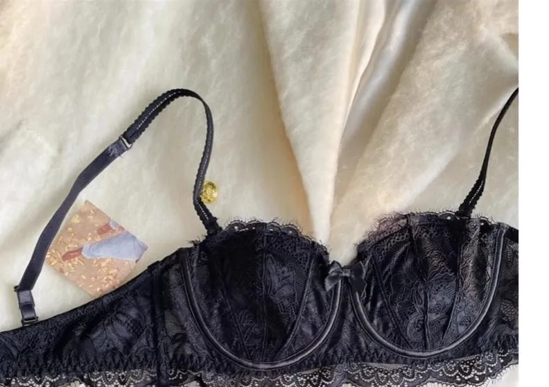 Conjunto de sutiã com orelha de coelho meia xícara francesa venda quente sem alças antiderrapante minimizador suporte lateral anti-sag 32-38 lingerie feminina — image 12