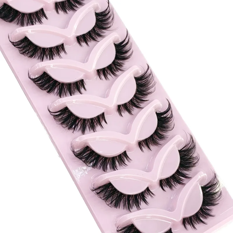 HBZGTLAD7pairs Fox Eye Lashes Wispy Faux Mink Lashes Volume Fairy Cat Eye Lashes That Look Like Extensions Spiky Fake Eyelashes