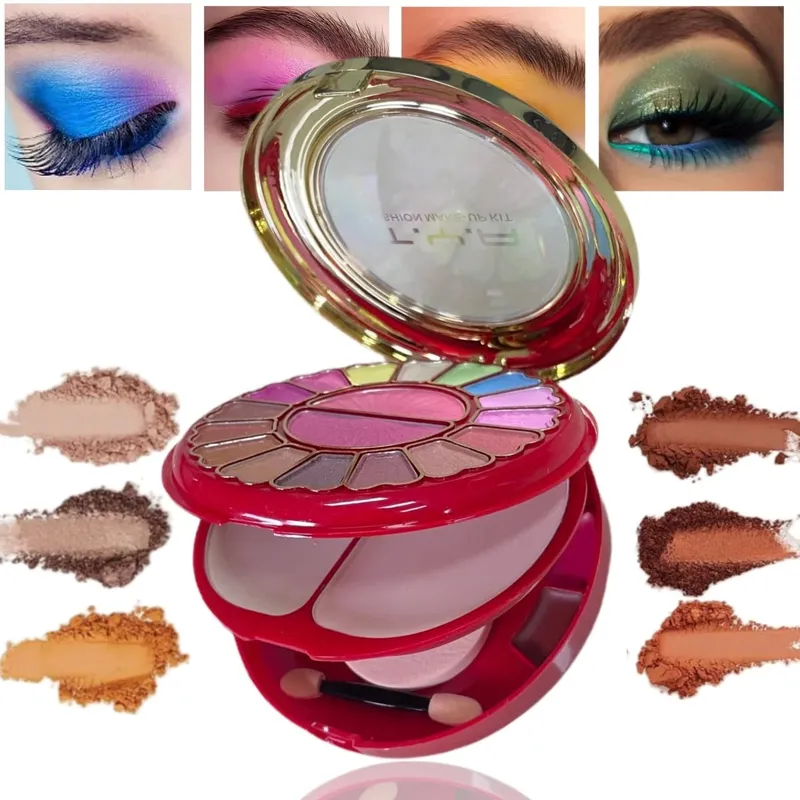 Ultimate 24-Color High-Quality Professional Makeup Palette Gift Box | With Mirror + Complete Set of Brushes | Eyeshadow Blush Lip Gloss and Powder All-In-One Set | Stage-Level Makeup to Everyday Nude Makeup | Valentine's Day Essentials for
