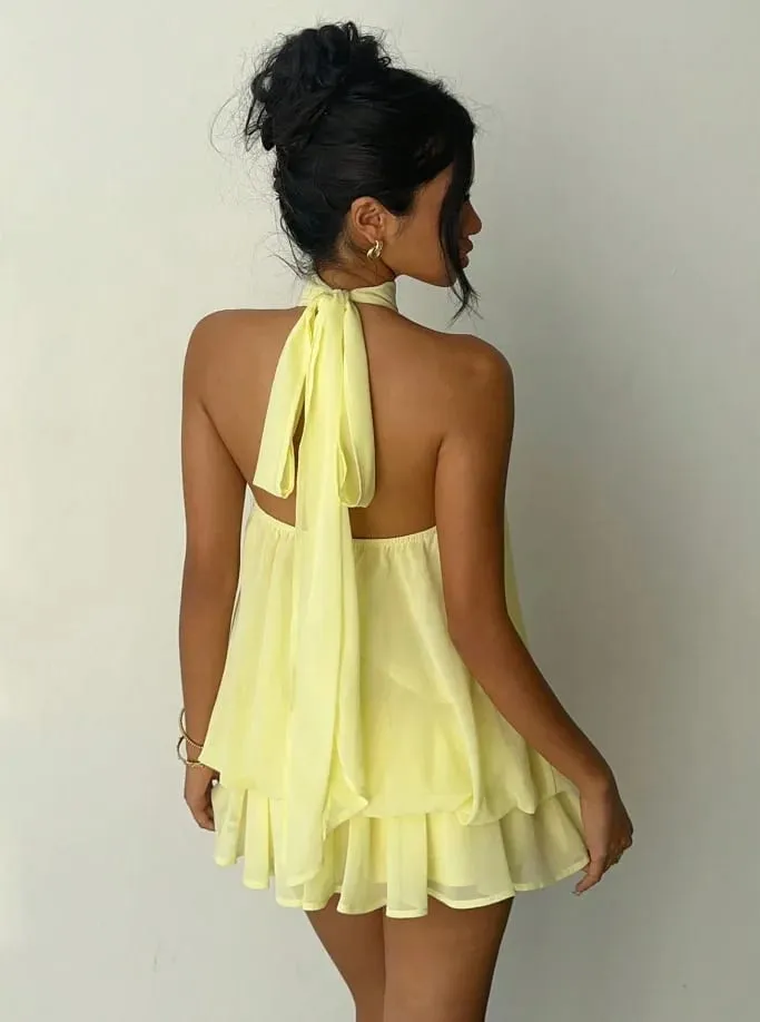 Women's Vacation Slim Fit Fashion Sexy Backless Halter Tie Waist Versatile Solid Color Dress Stylish and Comfortable Summer — image 5