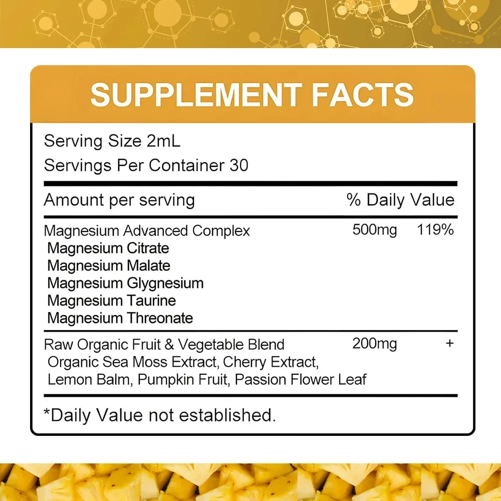 Magnesium Glycinate Liquid Drops 500mg Complex Supplement for Sleep Nerve Energy Muscle Bone Calm & Digestion 2 Fl Oz — image 6