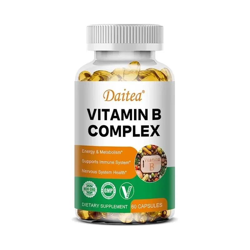 Organic Vitamin B Complex Supports Energy Immune Health Antioxidant Supplement - 30/60/120 Vegetarian Capsules