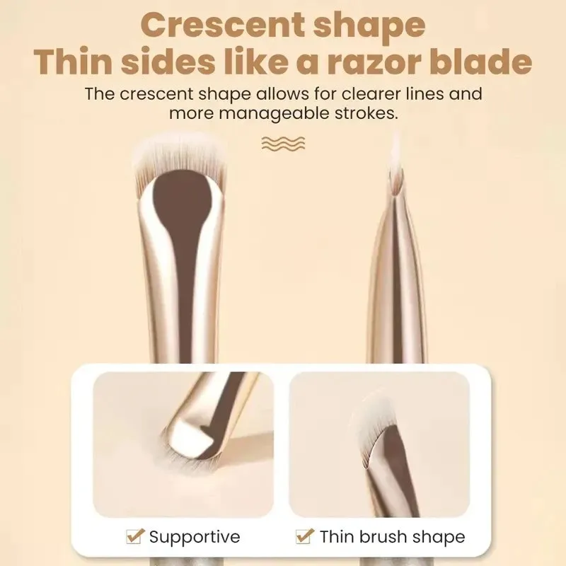 2pcs Curved Eyeliner Makeup Brushes Precision Soft Eyeshadow Smudge Tool Sharp Thin Small Eye Cosmetic Brushes for Precision Eye — image 3