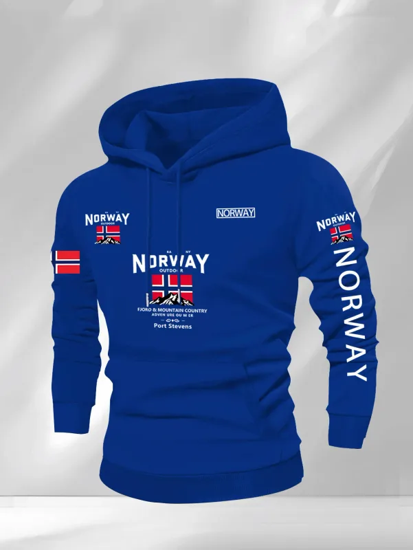Norwegian Print Fashion Men Women Hooded Sweatshirt Autumn Winter Daily Outdoor Vacation Fitness Casual Loose Warm Sportswear — image 9