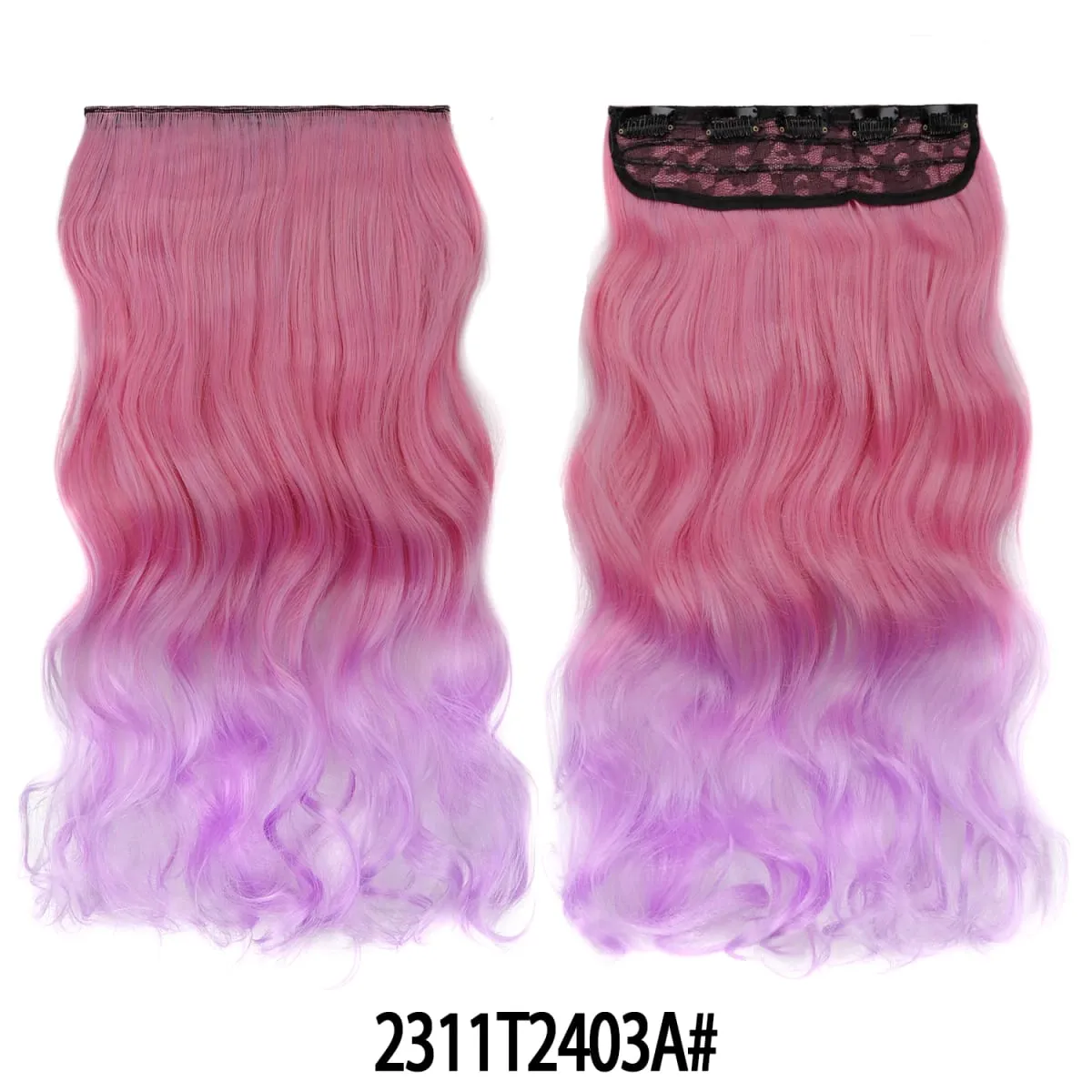 Jeedou uma peça 5 clipes ondulado ombre clipe em extensões de cabelo longo onda de água cabelo encaracolado sintético pedaço arco-íris colorido cabelo — image 30