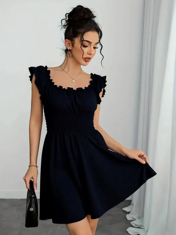 Summer New V-Neck Slim Fit Elastic Waist Women's Dress With Floral Patchwork Design Suitable For Beach Vacations — image 7