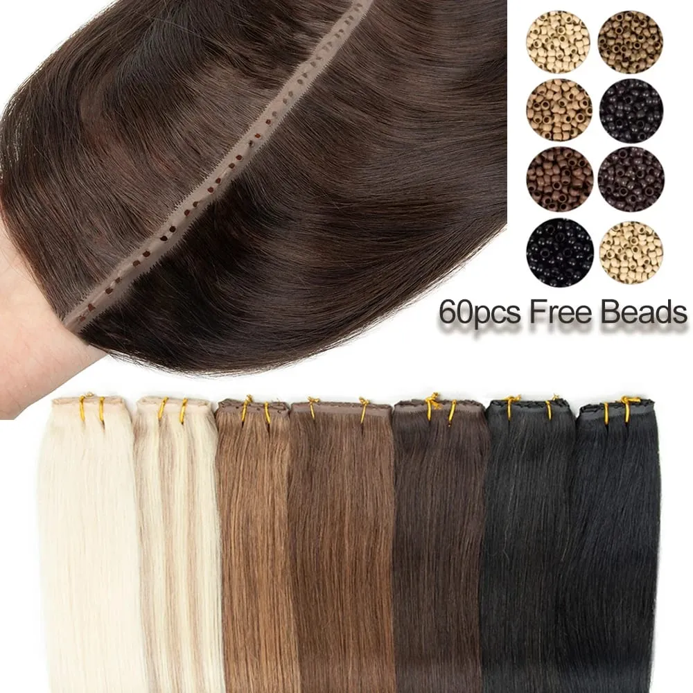 XO Twin Tabs Butterfly Hair Weft Extensions Human Hair Double Injected PU Weft Hole Flat Twin Tabs Real Natural Microlink Hair — image 1