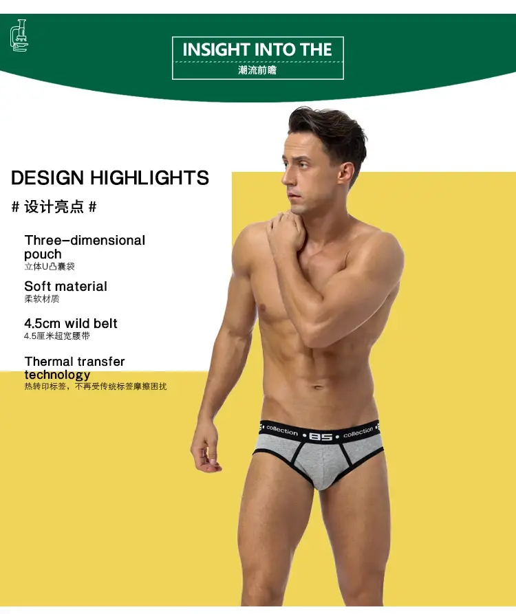 0850 Herr Sexiga Underkläder Trosor Herr Bomull Bekväma Andas Trosor Partihandel Man Kalsonger Cueca Herr Underbyxor — image 1