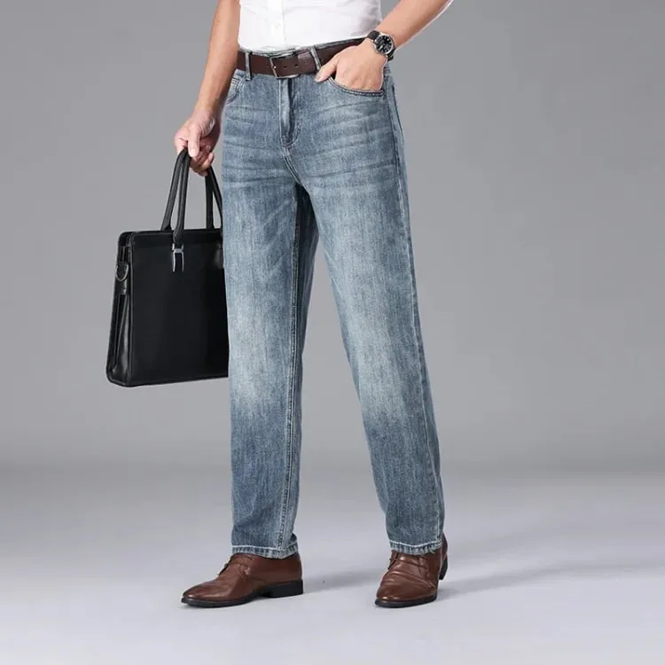 2026 Summer High Quality Brand Cloth Business Casual Men's Lightweight Straight Loose Jeans Classic Retro Thin Cotton Trousers — image 9