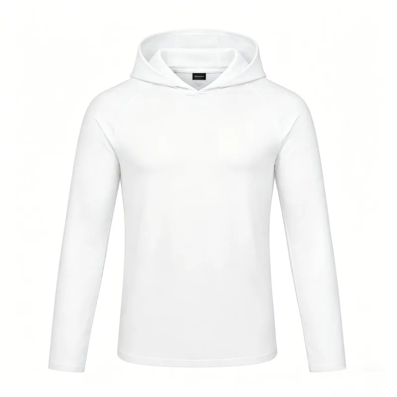 Camisetas masculinas de manga comprida com capuz e proteção solar Camiseta de secagem rápida sólida para homens Bodybuilding Fitness Muscle Sportwear Roupas de ginástica — image 8