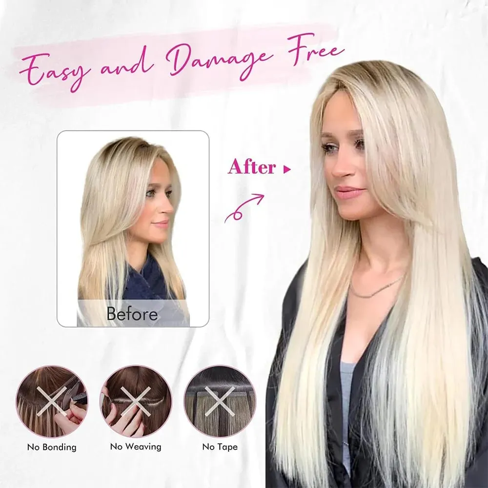 14"-22" 120g Synthetic Halo Hair Extensions With Clips 27-613 Blonde Auburn Brown High Temperature Fiber Thick False Hair Piece — image 4