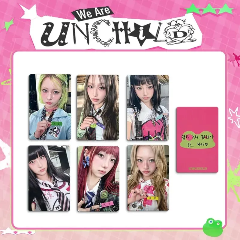 K-pop UNCHILD 6pcs/set New Album "UNCHILD" Pajama Card Nameplate Card Postcard Collectible Card Photo Card Yeeun Heikie Ako