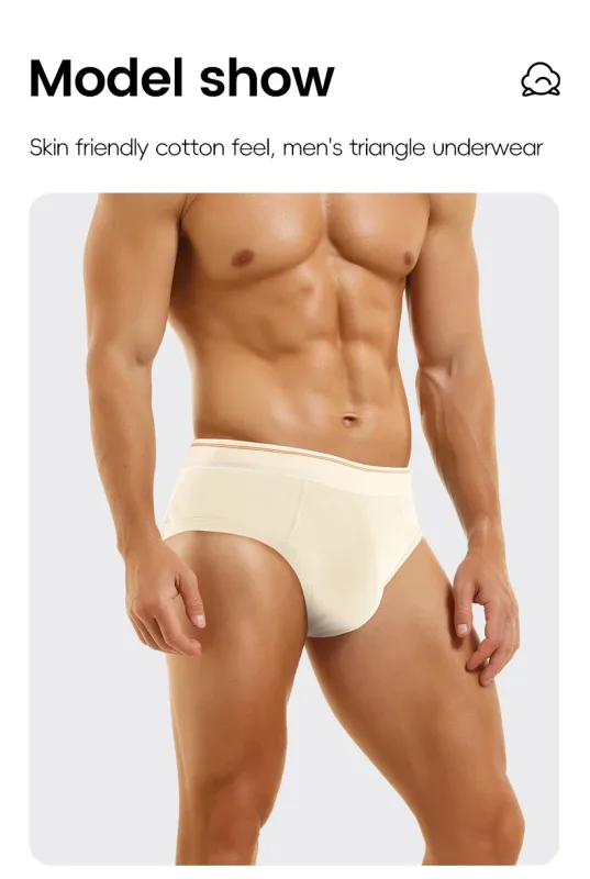 Men's pure cotton breathable and comfortable triangular underpants, mid-waist, skin-friendly and soft, teenagers' underpants — image 21