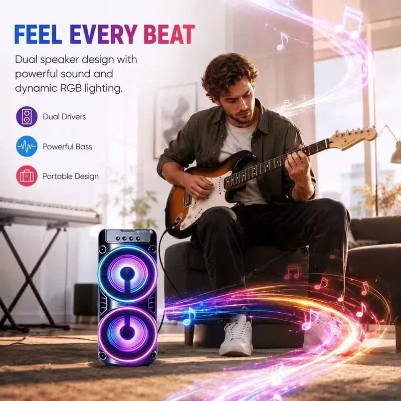 Professional Large Bluetooth Speaker Portable Design Featuring JBL Subwoofer Party Box LED Lights Compatible with BT/USB/TF/AUX/FM/TWS/MIC/EQ Functions Professional Karaoke. Ideal Gift for Birthdays Christmas and New Year — image 4